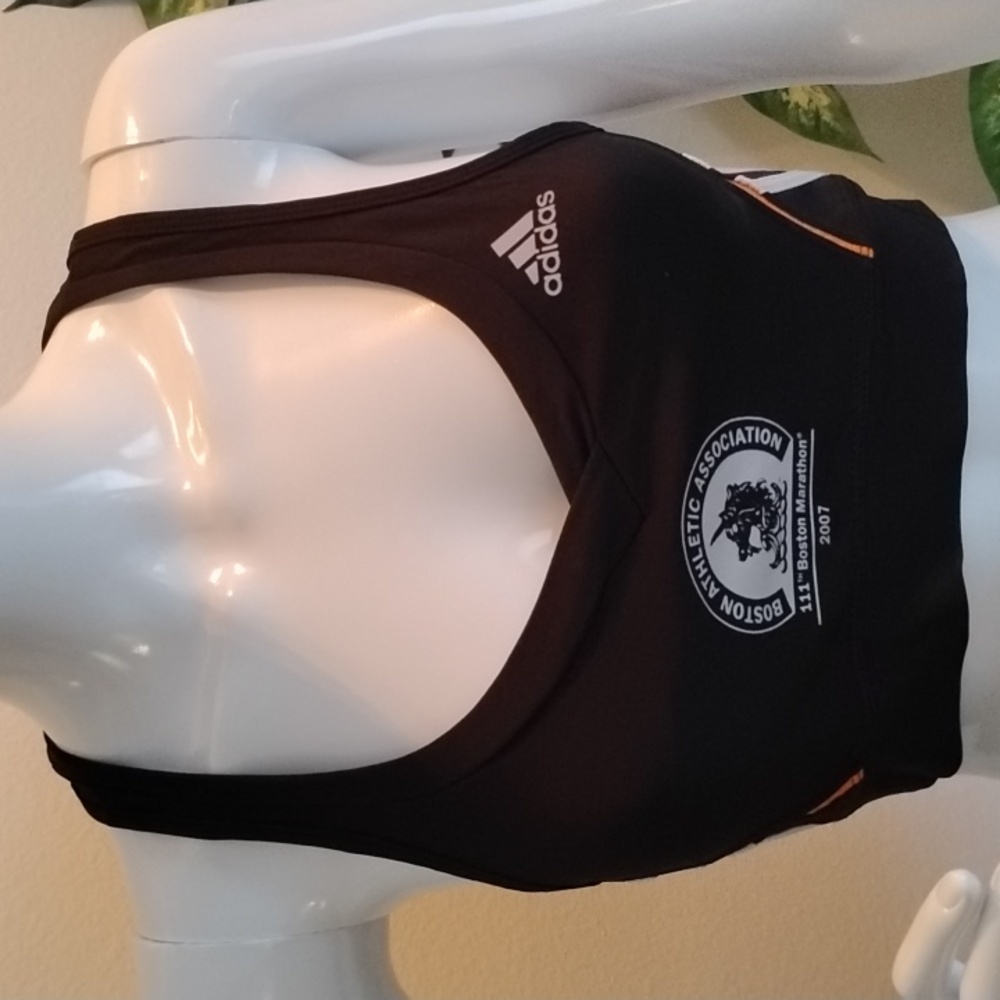 adidas Black Boston Marathon 2007 Sports Bra with Orange Accents